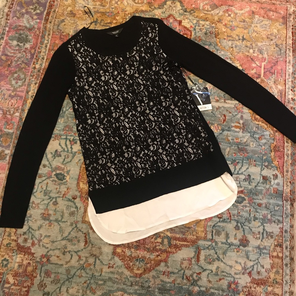 Black & white lace shirt dress (NWT)